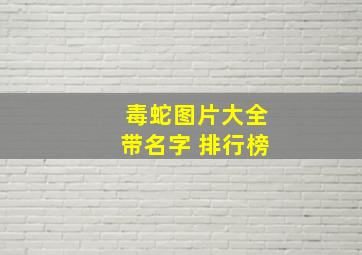 毒蛇图片大全带名字 排行榜